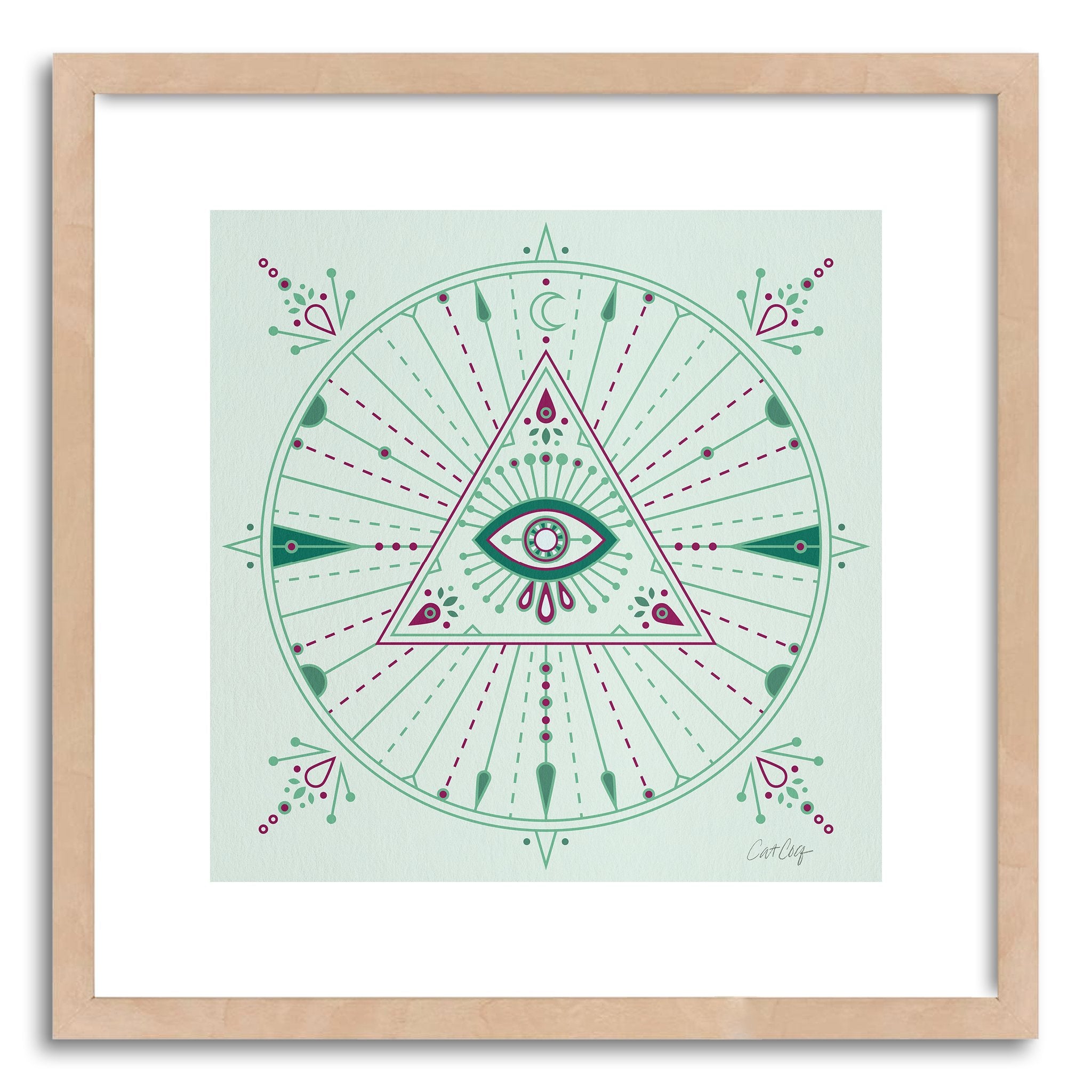 Fine art print Green Evil Eye Mandala by artist Cat Coquillette