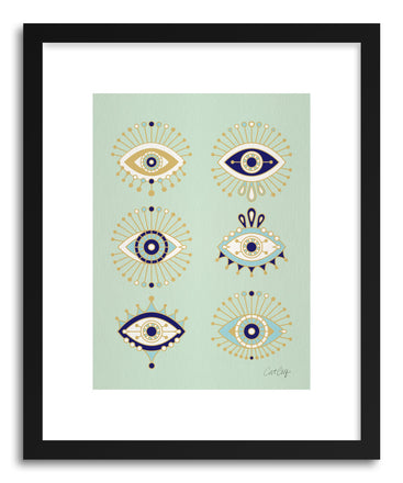 Art print Mint Evil Eyes by artist Cat Coquillette