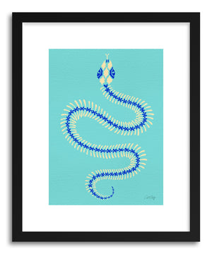 Fine art print Cream Blue Snake Skeleton by artist Cat Coquillette