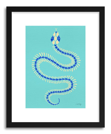 Fine art print Cream Blue Snake Skeleton by artist Cat Coquillette