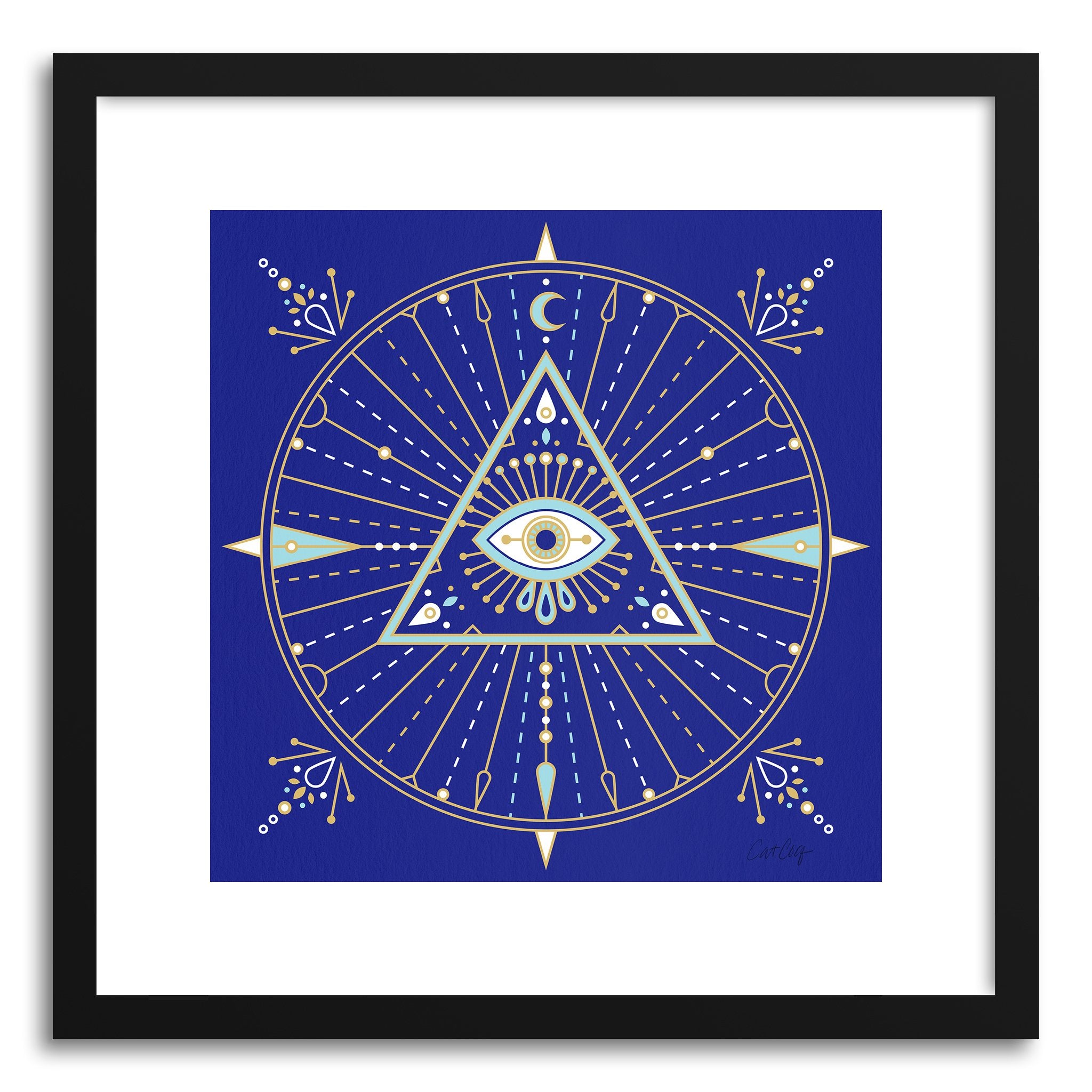 Fine art print Navy Evil Eye Mandala by artist Cat Coquillette
