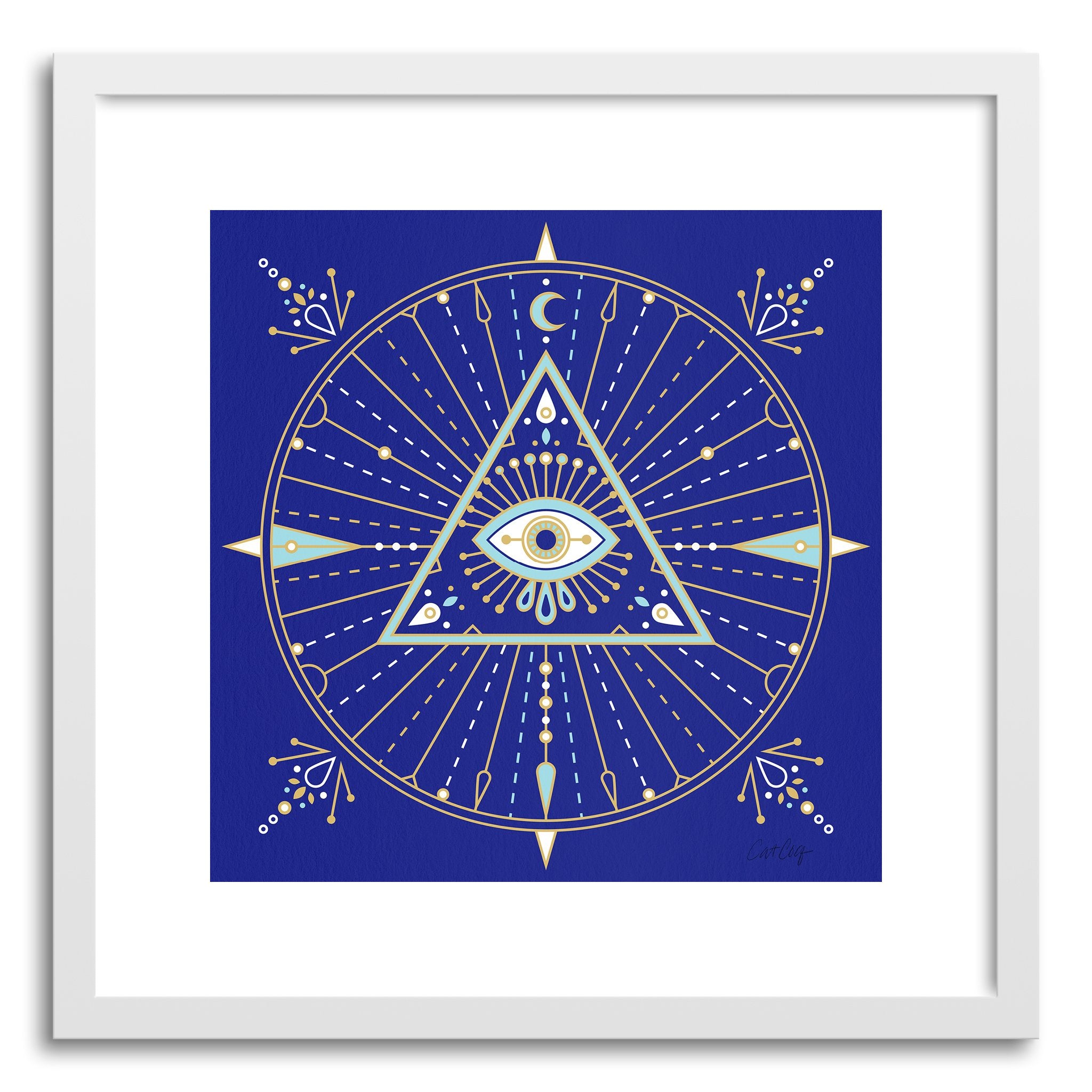 Fine art print Navy Evil Eye Mandala by artist Cat Coquillette