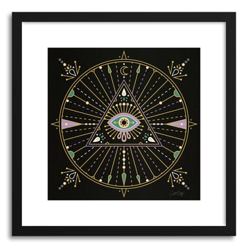 Art print Black Evil Eye Mandala by artist Cat Coquillette