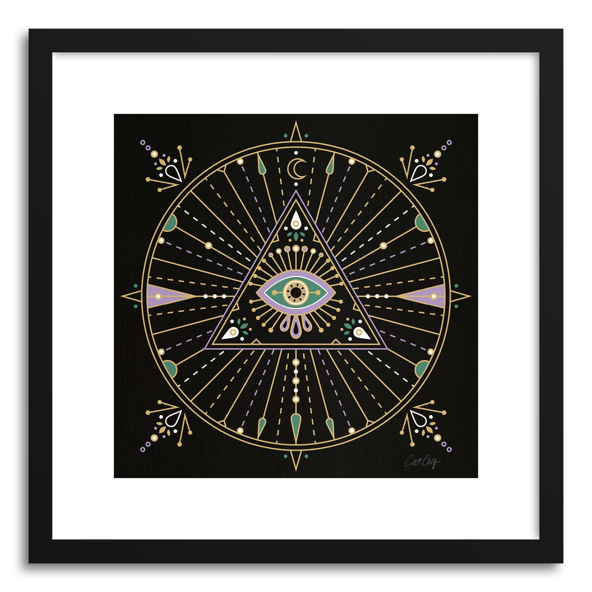 Fine art print Black Evil Eye Mandala by artist Cat Coquillette
