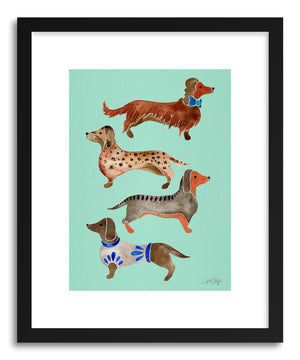 Art print Blue Dachshunds by artist Cat Coquillette