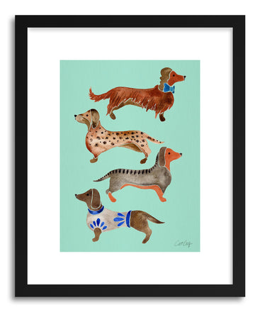 Art print Blue Dachshunds by artist Cat Coquillette