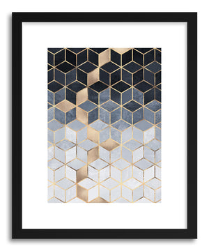 Art print Soft Blue Gradient Cubes by artist Elisabeth Fredriksson