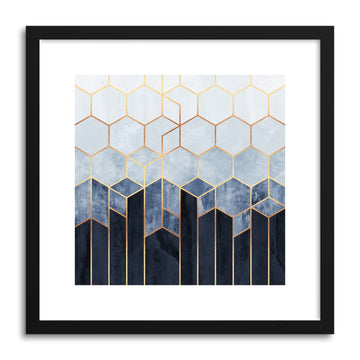 Art print Soft Blue Hexagons by artist Elisabeth Fredriksson