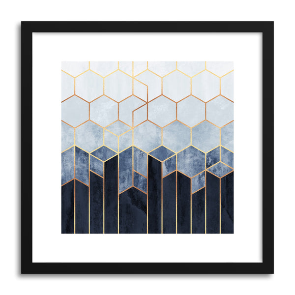 Art print Soft Blue Hexagons by artist Elisabeth Fredriksson