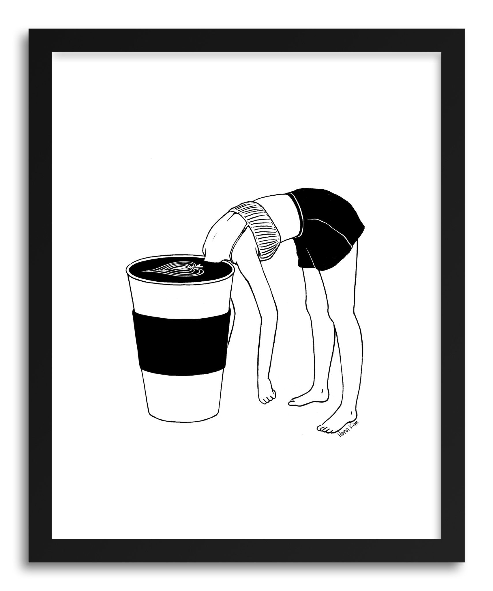 Henn Kim アートフレーム 絵画 モノクロ Fine art print Coffee First by artist Henn Kim – Art Crate