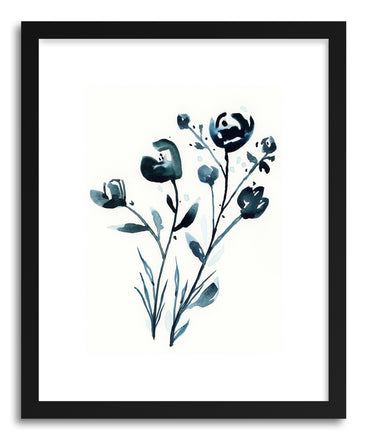 Art print Winter Flowers by artist Lindsay Megahed in black wood frame