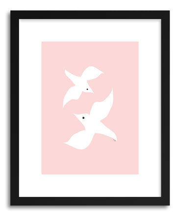 Fine art print Love Birds PInk by artist Linda Gobeta