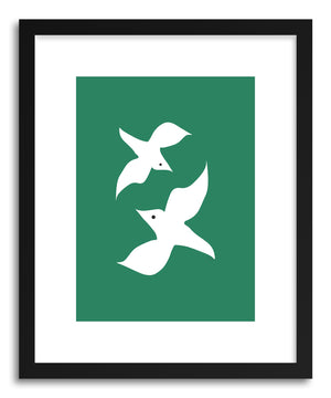 Fine art print Love Birds Green by artist Linda Gobeta