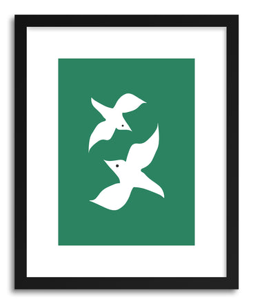 Fine art print Love Birds Green by artist Linda Gobeta