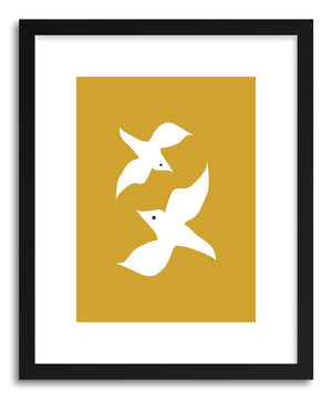 Fine art print Love Birds Mustard by artist Linda Gobeta
