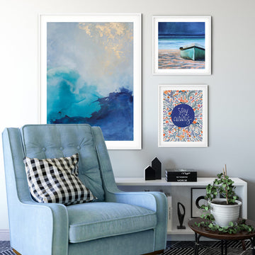 Art print Beached by artist Cory McBee in white frame