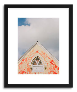hide - Art print Red Church by artist Anna Rasmussen in white frame