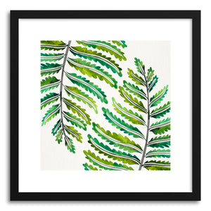 hide - Art print Green Fern Leaf Pattern by artist Cat Coquillette in natural wood frame