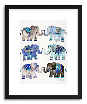 Art print Grey Blue Elephants by artist Cat Coquillette