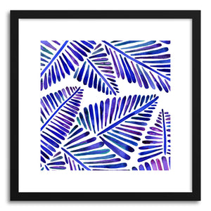 hide - Art print Indigo Banana Leaves Pattern by artist Cat Coquillette in natural wood frame