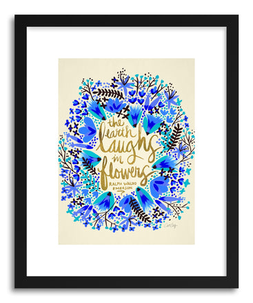Art print Laughs Flowers Blue Gold by artist Cat Coquillette