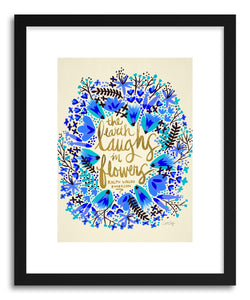 hide - Art print Laughs Flowers Blue Gold by artist Cat Coquillette on fine art paper