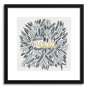 hide - Art print Merde grey Gold white by artist Cat Coquillette in natural wood frame