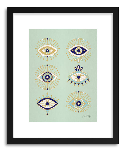 Art print Mint Evil Eyes by artist Cat Coquillette