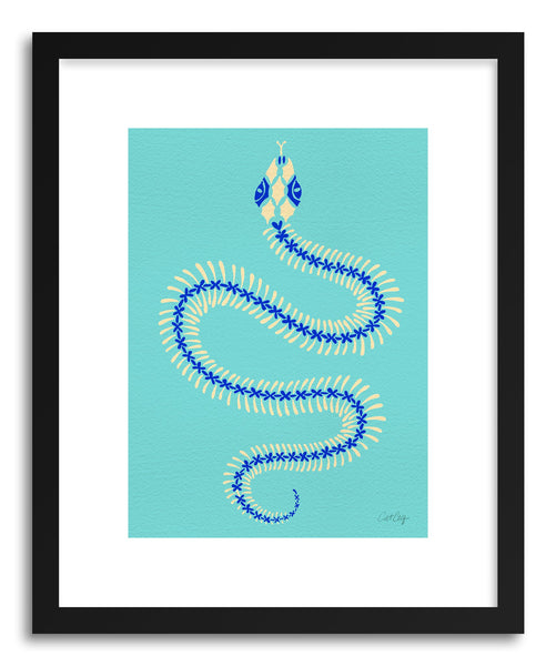 Fine art print Cream Blue Snake Skeleton by artist Cat Coquillette