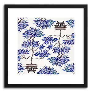 hide - Art print Navy Bonsai Pattern by artist Cat Coquillette in natural wood frame