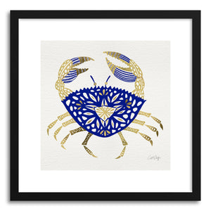hide - Art print Navy Gold Crab by artist Cat Coquillette in white frame