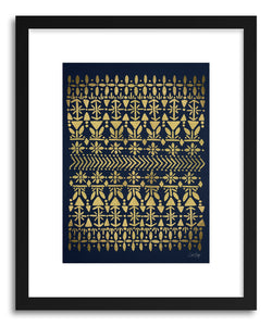 hide - Art print Norwegian Gold on Navy by artist Cat Coquillette in natural wood frame