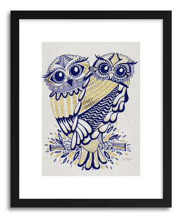 Art print Owls Navy Gold by artist Cat Coquillette
