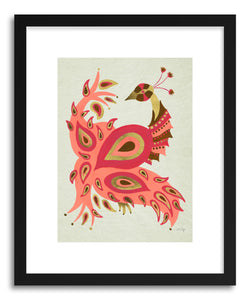 hide - Art print Peacock Pink  by artist Cat Coquillette in natural wood frame