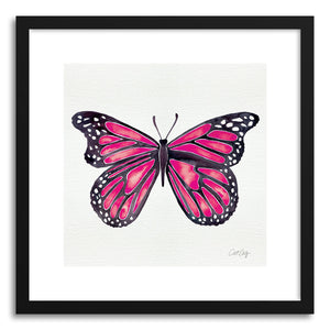 hide - Art print Pink Butterfly by artist Cat Coquillette in natural wood frame