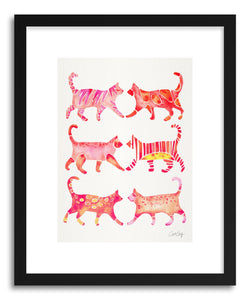 hide - Art print Pink Cat Collection by artist Cat Coquillette in natural wood frame