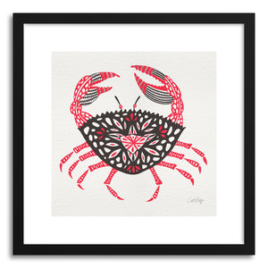 hide - Art print Pink Crab by artist Cat Coquillette in natural wood frame