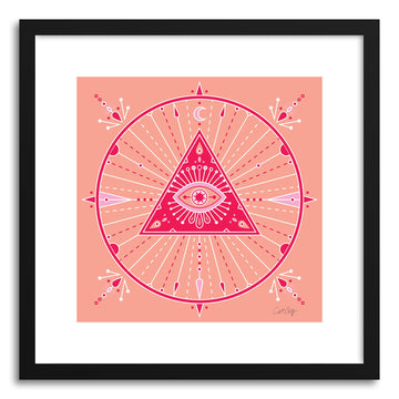 Art print Pink Evil Eye Mandala by artist Cat Coquillette