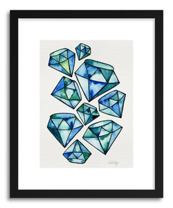 hide - Art print Sapphire Tattoos by artist Cat Coquillette in natural wood frame