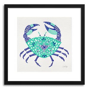hide - Art print Turquoise Crab by artist Cat Coquillette in natural wood frame