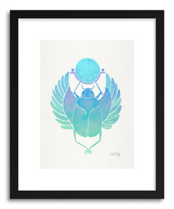 hide - Art print Turquoise Scarab by artist Cat Coquillette in natural wood frame