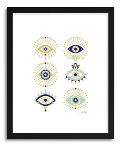 hide - Art print White Evil Eyes by artist Cat Coquillette in white frame