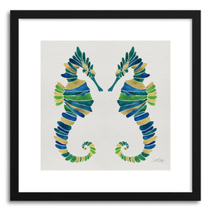 hide - Art print Seahorse Multi by artist Cat Coquillette in natural wood frame