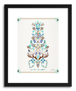 hide - Art print Brown Turquoise La Mort by artist Cat Coquillette in white frame