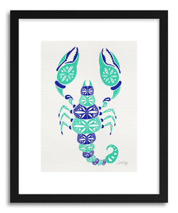 hide - Art print Blue Turquoise Scorpion by artist Cat Coquillette in natural wood frame