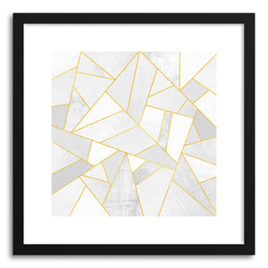 hide - Art print White Stonewith Gold Lines by artist Elisabeth Fredriksson in white frame