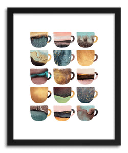 hide - Art print Earthy Coffee Cups by artist Elisabeth Fredriksson in white frame