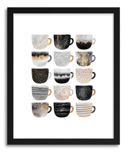hide - Art print Pretty Coffee Cups by artist Elisabeth Fredriksson in natural wood frame