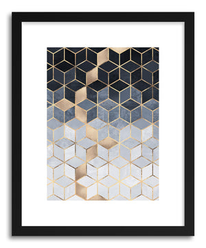 Art print Soft Blue Gradient Cubes by artist Elisabeth Fredriksson