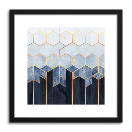 Art print Soft Blue Hexagons by artist Elisabeth Fredriksson